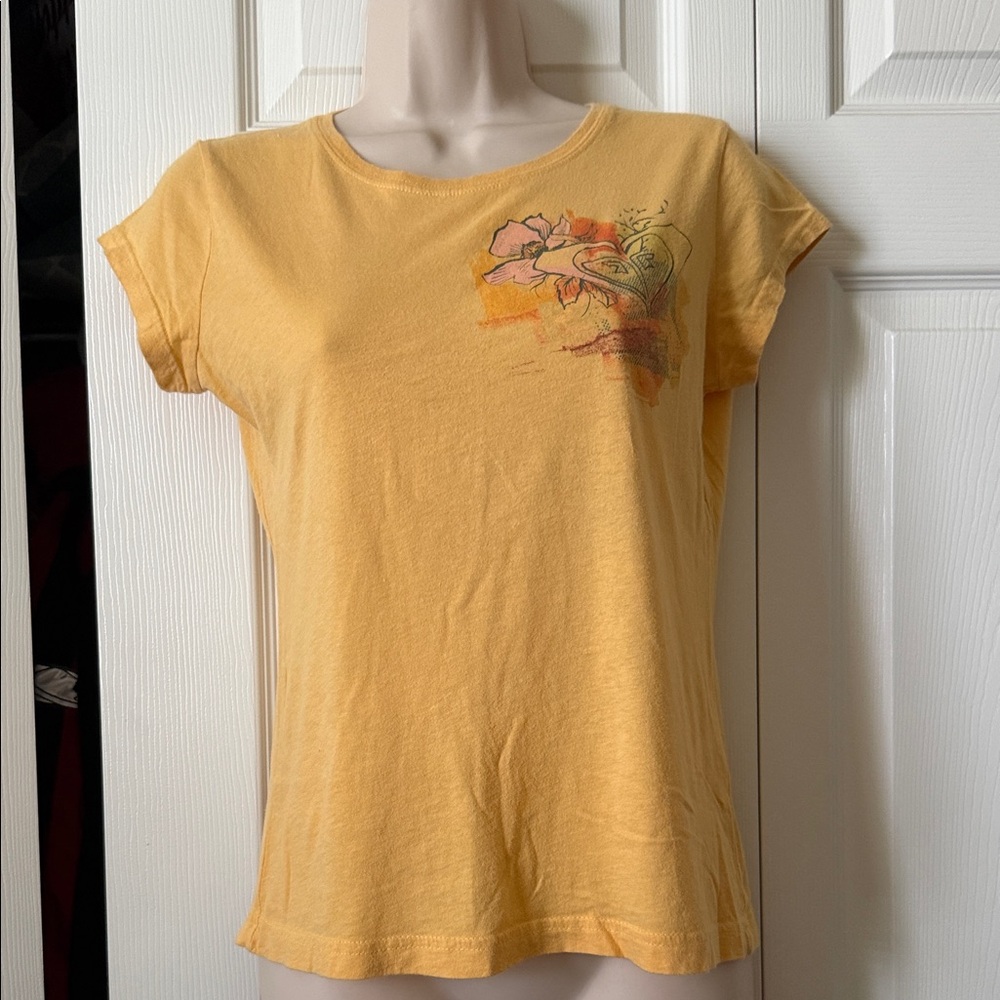 * Roxy Women's Yellow Graphic Short Sleeve Tee (sz lg)